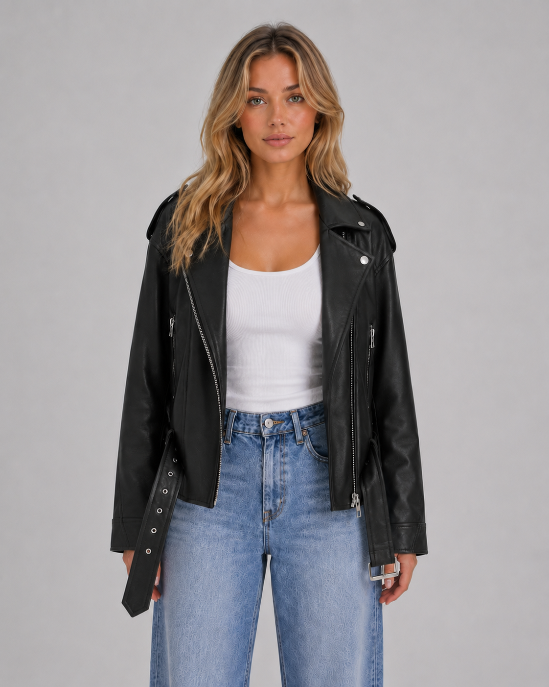 Elke | Women's Leather Look Biker Jacket