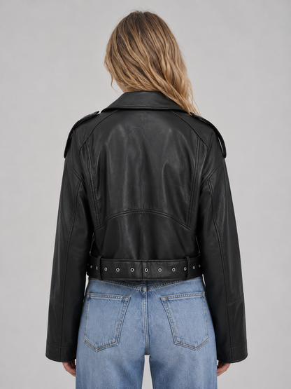 Elke | Women's Leather Look Biker Jacket
