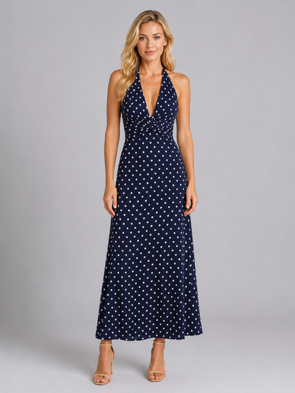 Marielle | Women's Polka Dot Halter Maxi Dress