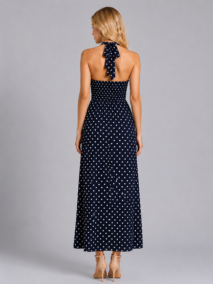 Marielle | Women's Polka Dot Halter Maxi Dress