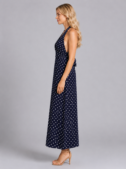 Marielle | Women's Polka Dot Halter Maxi Dress