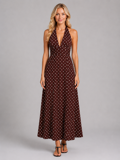 Marielle | Women's Polka Dot Halter Maxi Dress