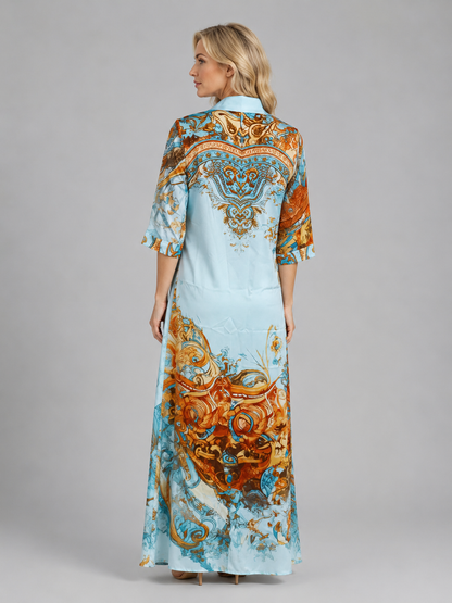 Cecily | Women's Baroque Print Shirt Maxi Dress