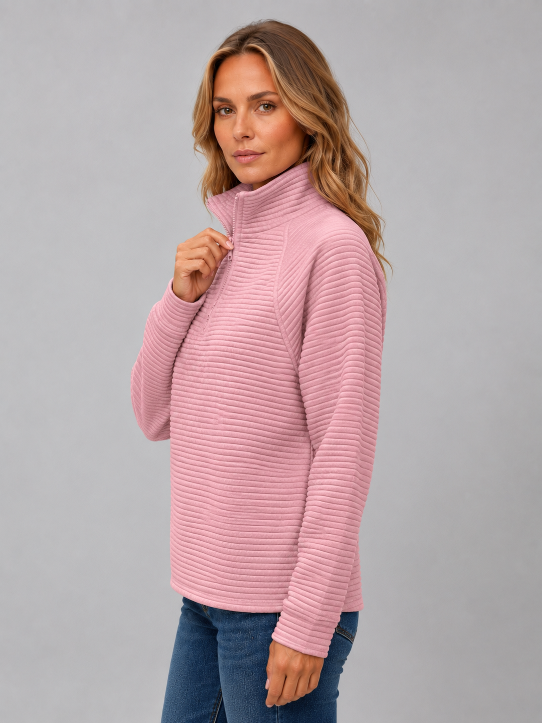 Isla | Women's Ribbed Half Zip Pullover
