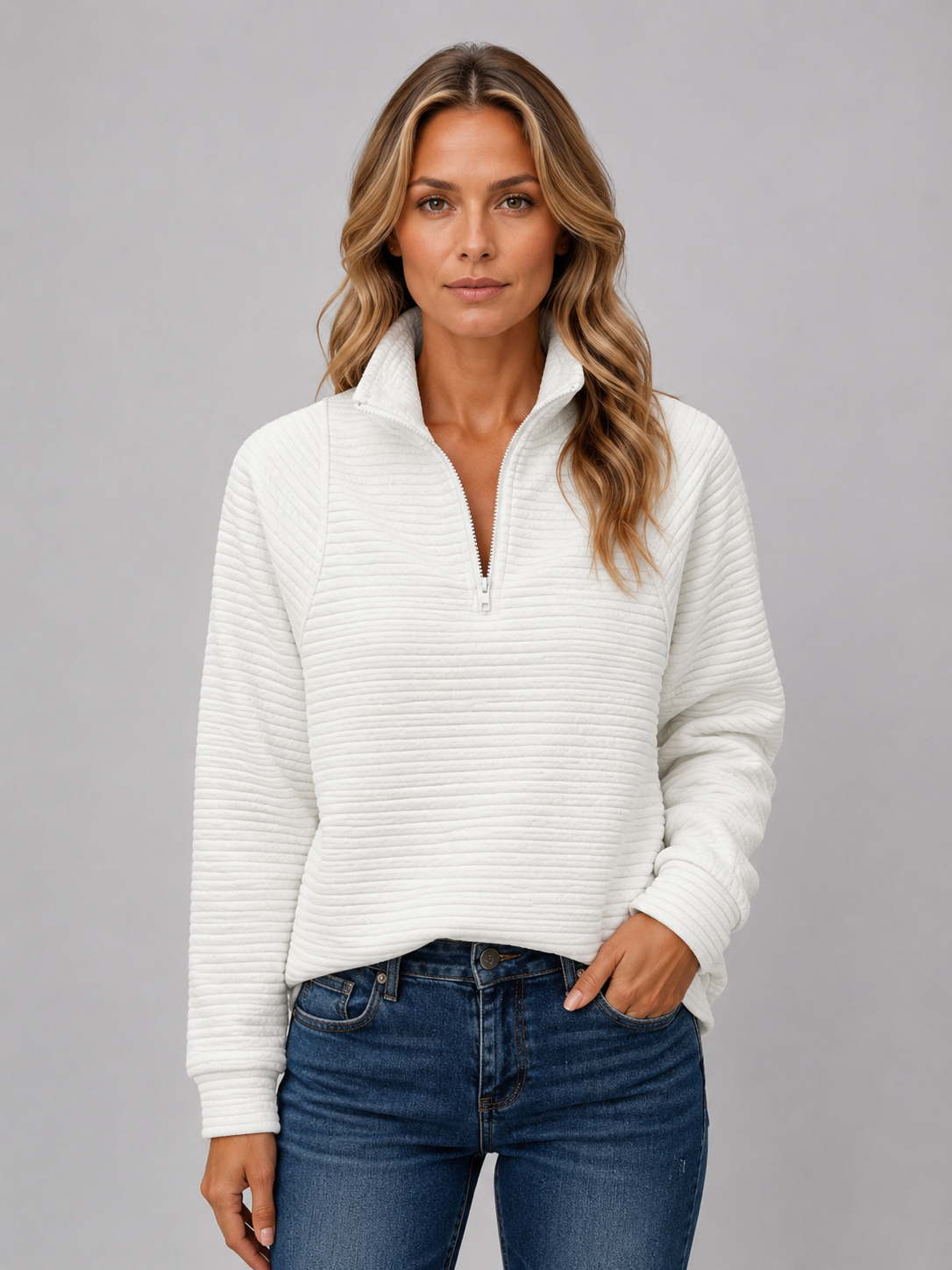 Isla | Women's Ribbed Half Zip Pullover