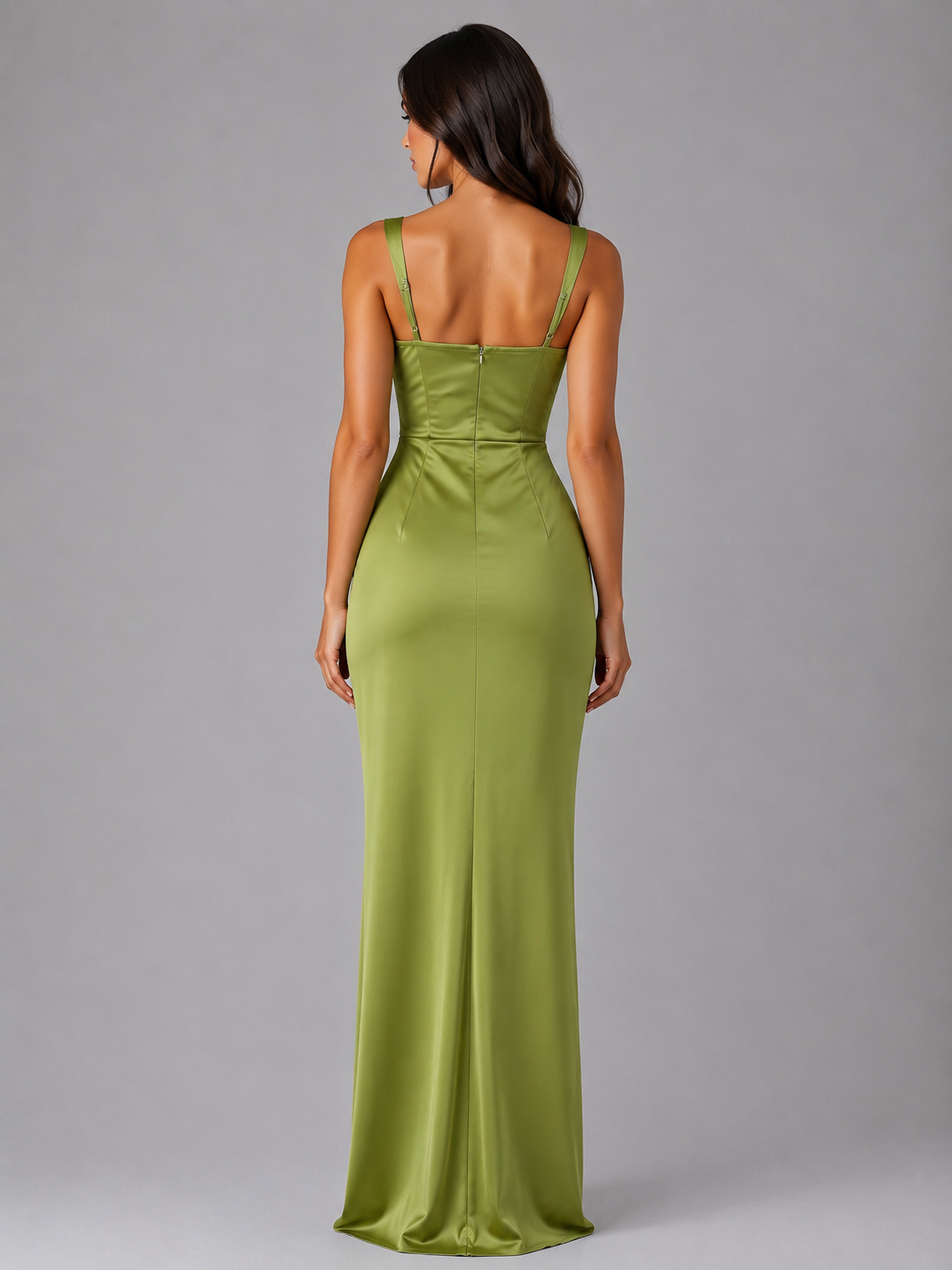 Eudora | Women's Satin Ruched Waist Maxi Dress