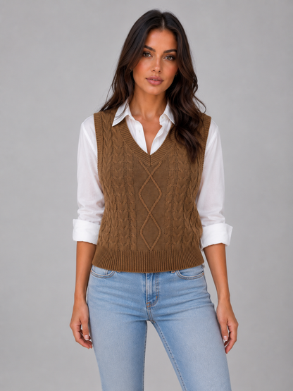 Fenella | Women's Cable Knit Sweater Vest