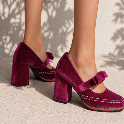 Beatrix | Women's Velvet Mary Jane Heels