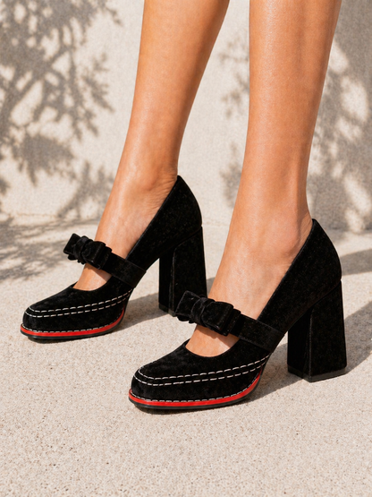 Beatrix | Women's Velvet Mary Jane Heels