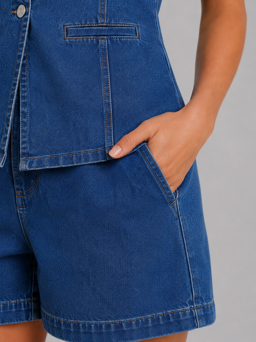 Sophie | Women's Denim Waistcoat and Shorts Co-Ord Set