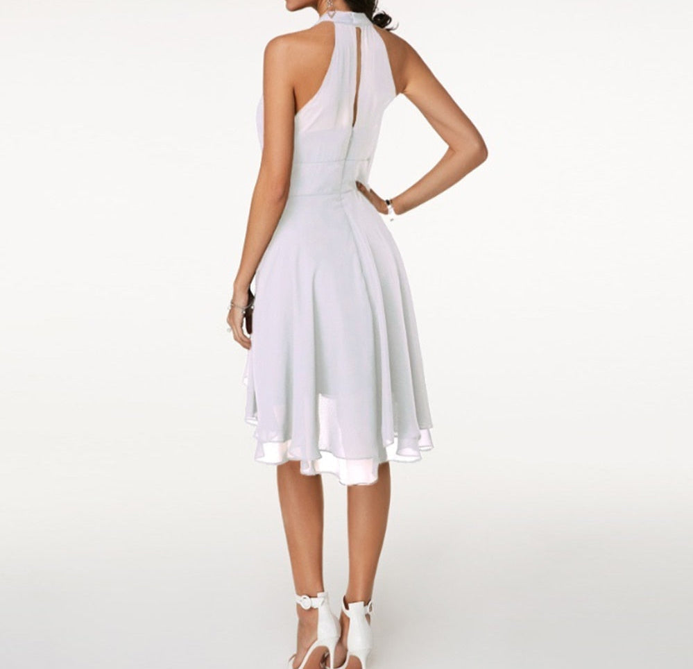 Isadora | Women's Halter Ruffle Midi Dress