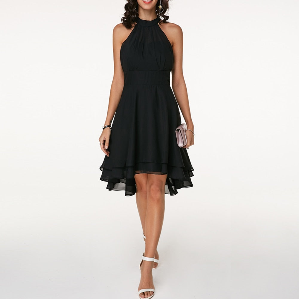 Isadora | Women's Halter Ruffle Midi Dress