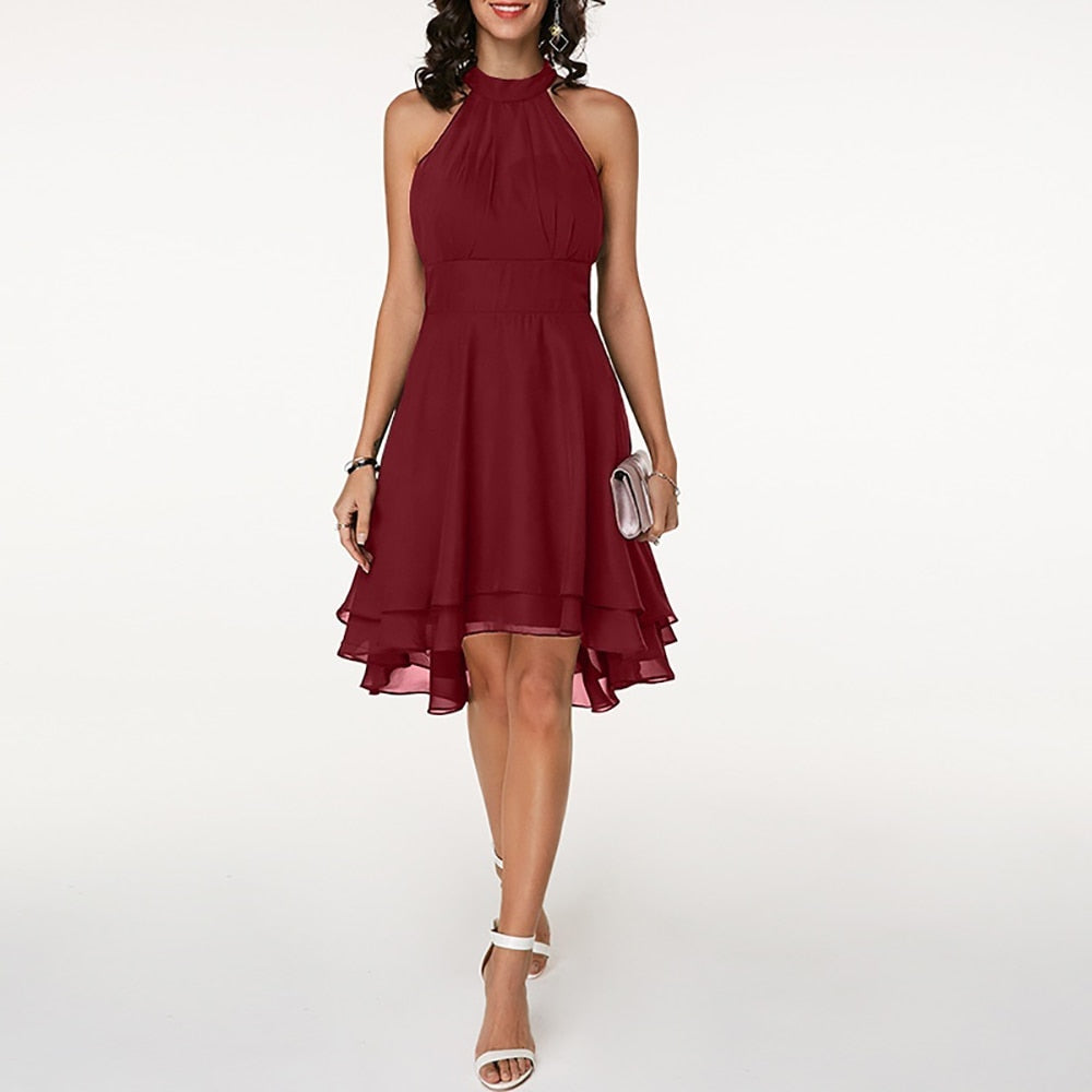 Isadora | Women's Halter Ruffle Midi Dress
