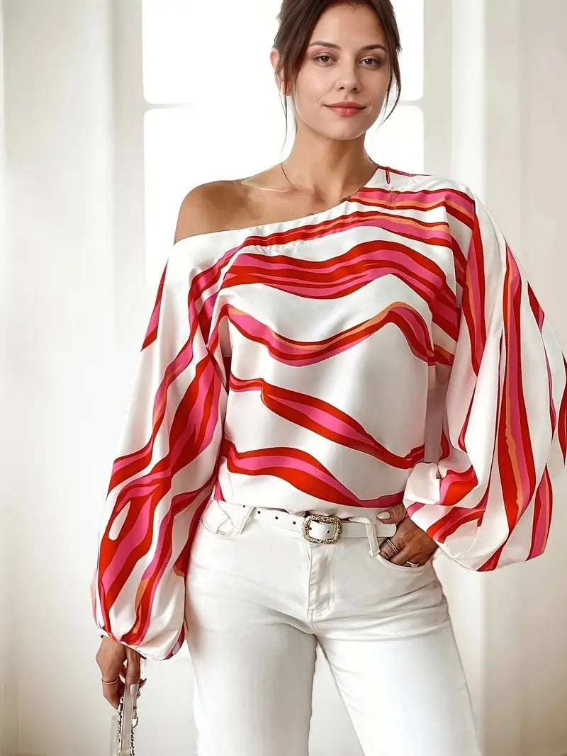 Marlowe | Women's One-Shoulder Balloon Sleeve Blouse
