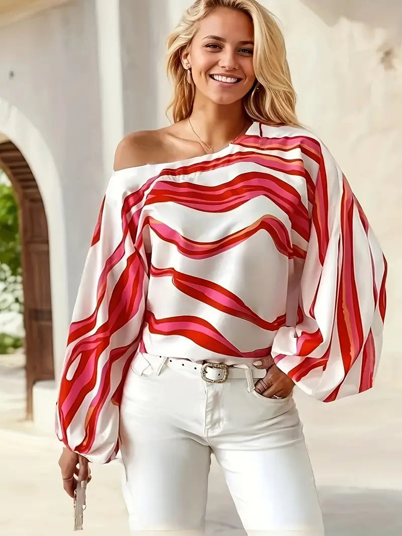 Marlowe | Women's One-Shoulder Balloon Sleeve Blouse