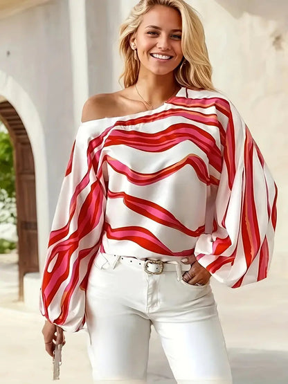 Marlowe | Women's One-Shoulder Balloon Sleeve Blouse