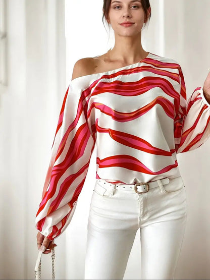 Marlowe | Women's One-Shoulder Balloon Sleeve Blouse