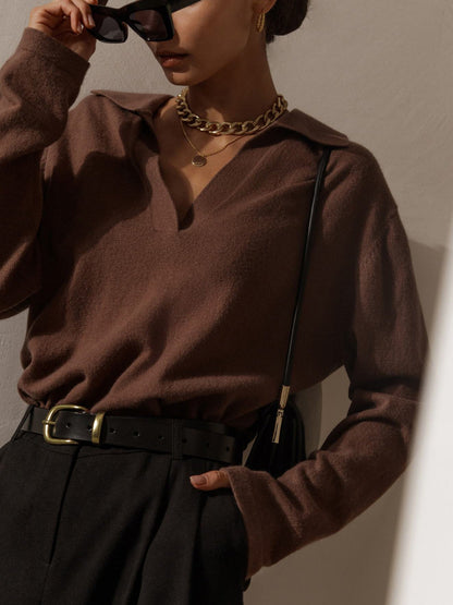Cordelia | Women's Collared V-Neck Knitted Sweater