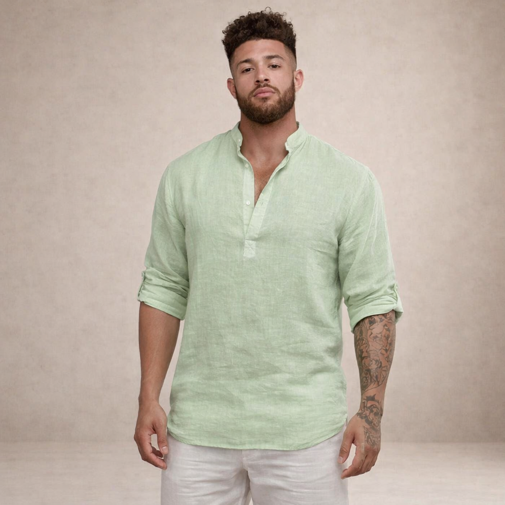 Benjamin | Men's Stand-Up Collar Linen Shirt