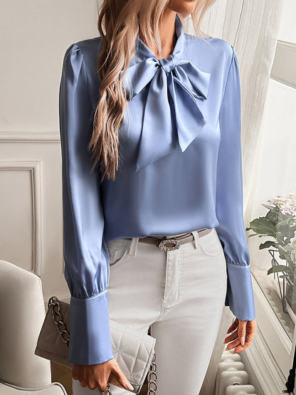 Estelle | Women's Satin Bow Blouse