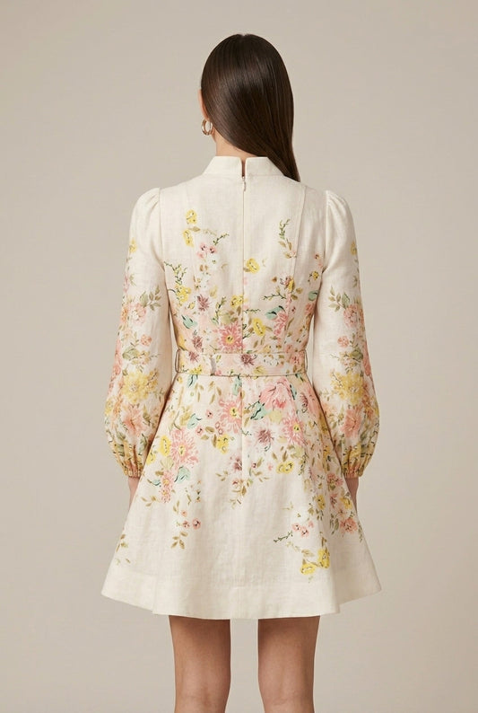 Florence | Women's Floral Puff Sleeve Mini Dress