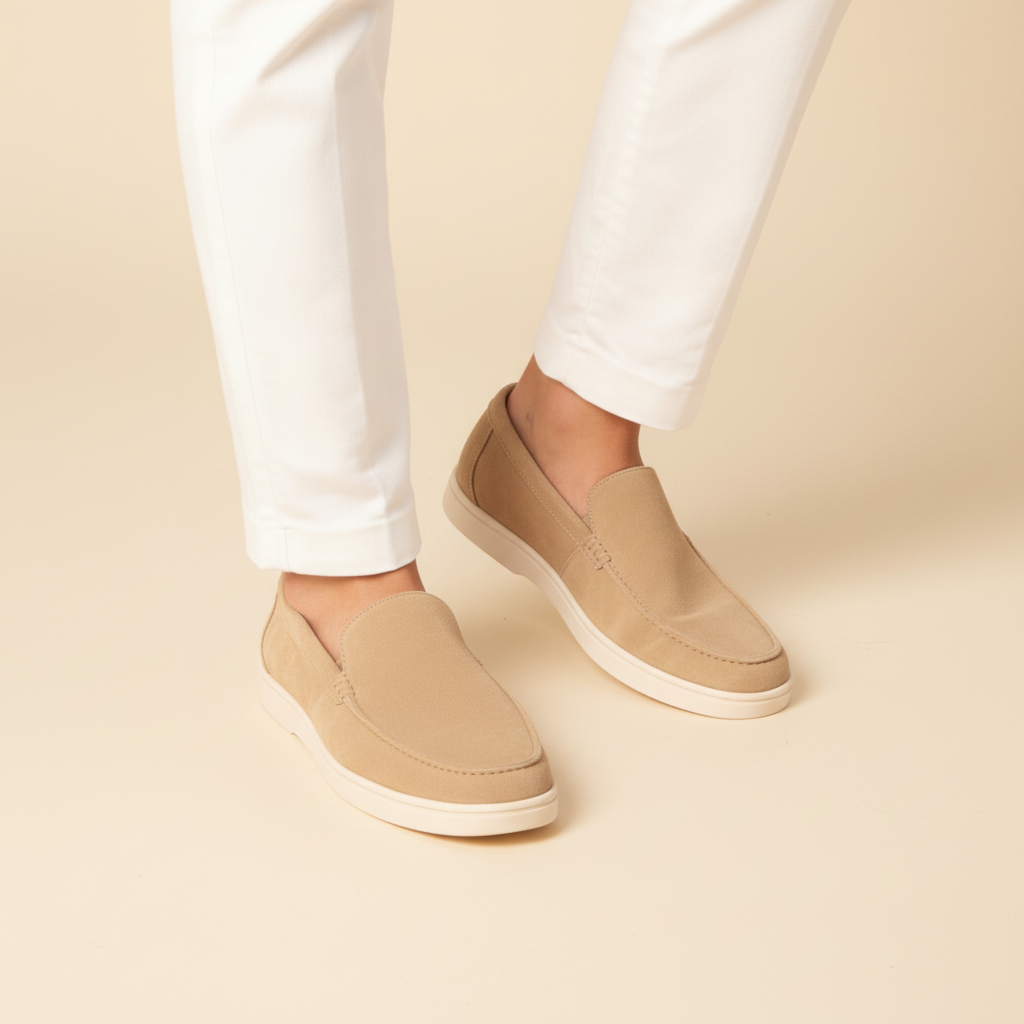 Beige loafer on model