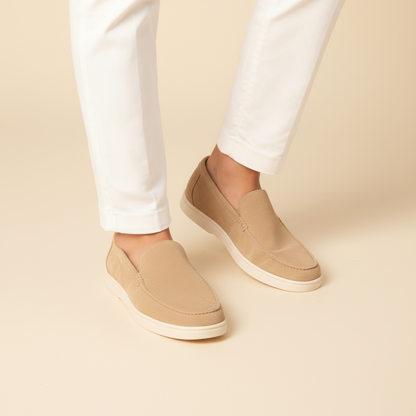 Beige loafer on model
