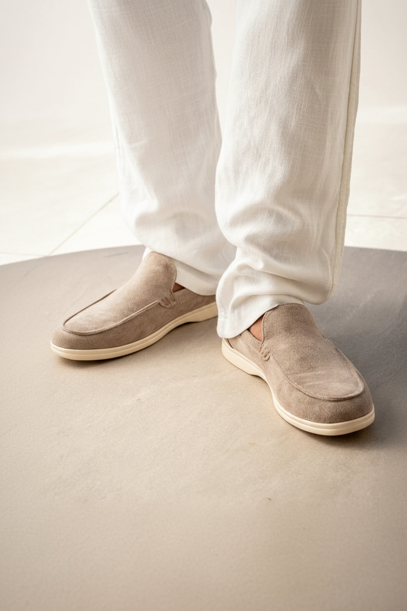 Beige slip-on loafer close-up