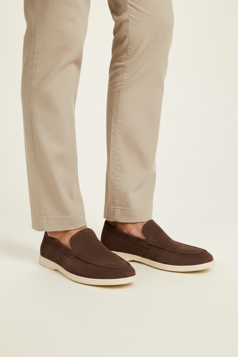 Brown slip-on loafer close-up