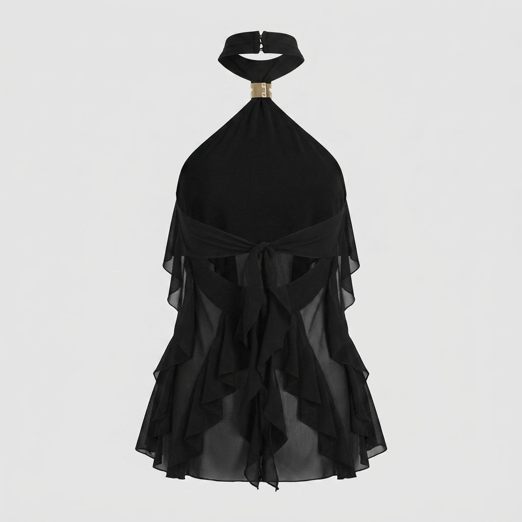 Ophelia | Women's Ruffle Chiffon Halter Top