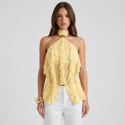 Ophelia | Women's Ruffle Chiffon Halter Top