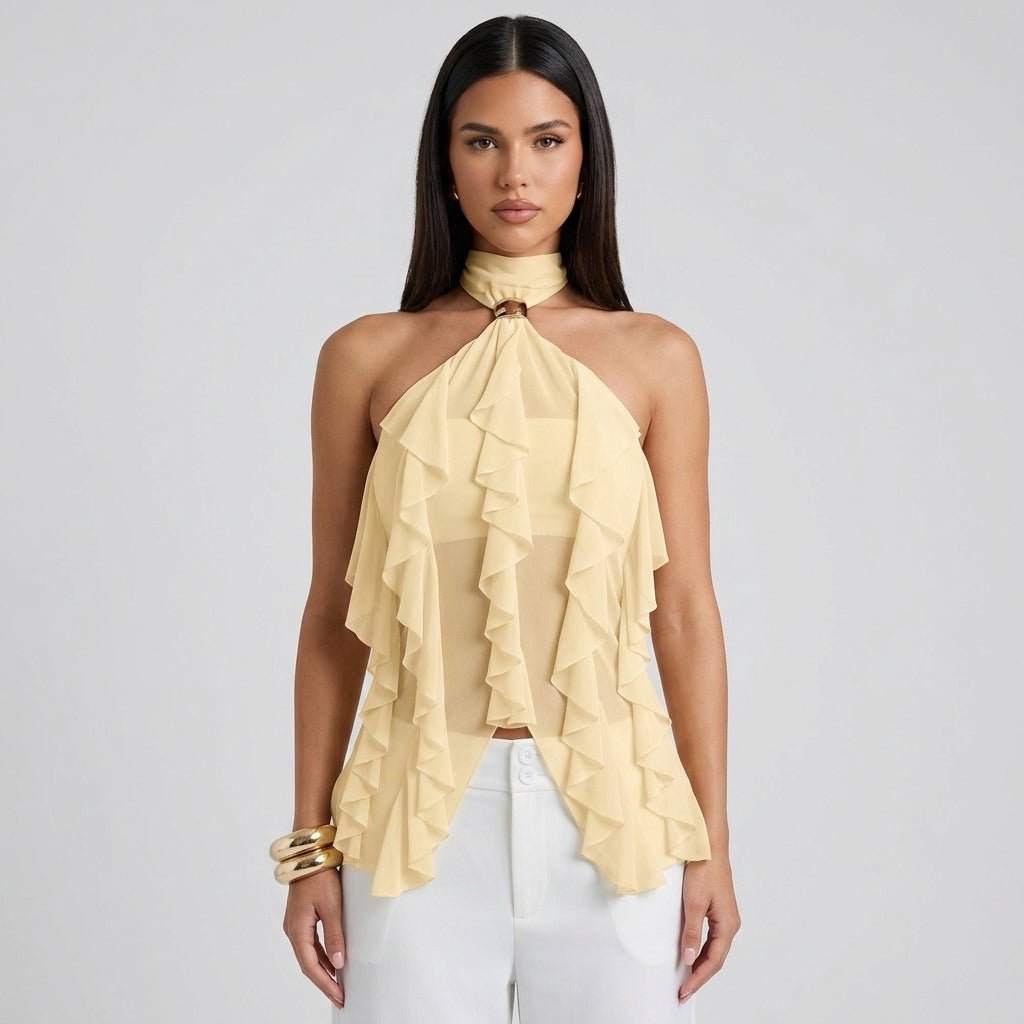 Ophelia | Women's Ruffle Chiffon Halter Top