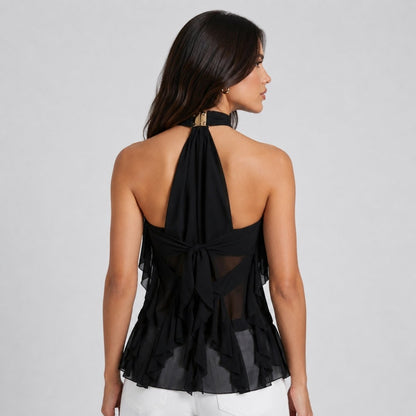 Ophelia | Women's Ruffle Chiffon Halter Top
