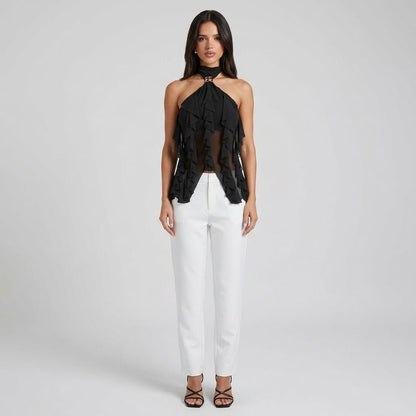 Ophelia | Women's Ruffle Chiffon Halter Top