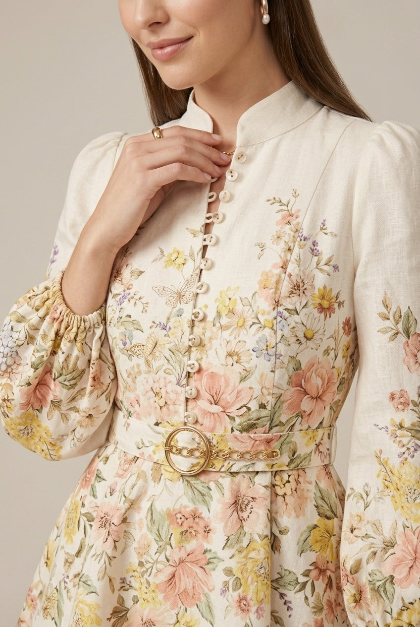 Florence | Women's Floral Puff Sleeve Mini Dress