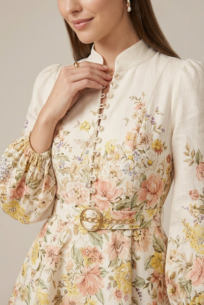 Florence | Women's Floral Puff Sleeve Mini Dress