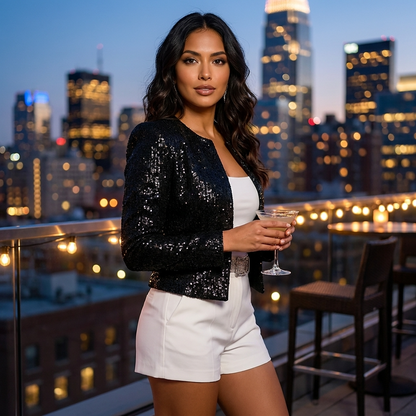Celeste | Women's Sequin Open Front Blazer