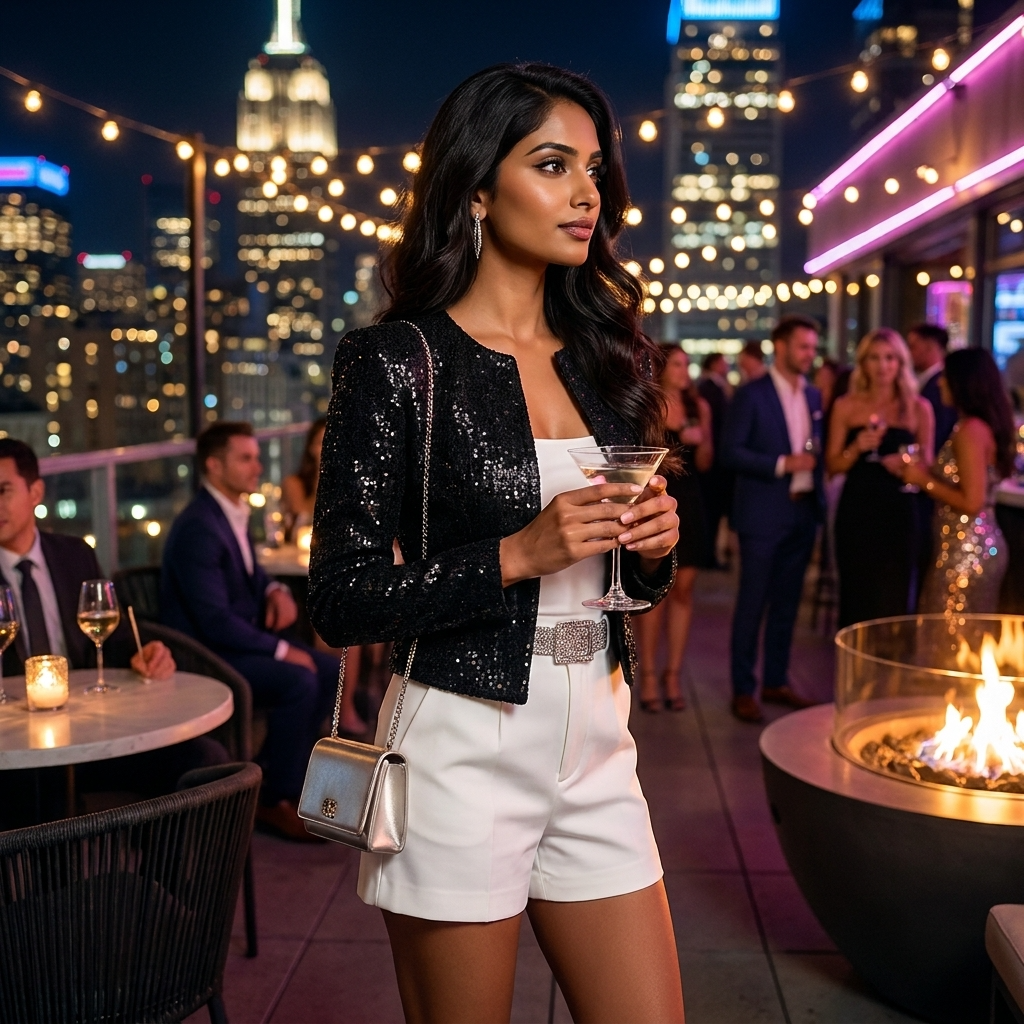 Celeste | Women's Sequin Open Front Blazer