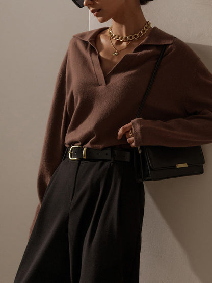 Cordelia | Women's Collared V-Neck Knitted Sweater