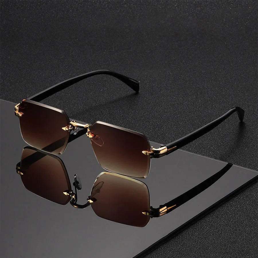 Ellison | Unisex Rimless Gold Bridge Sunglasses