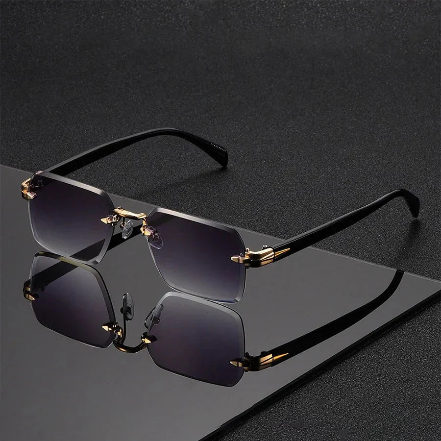 Ellison | Unisex Rimless Gold Bridge Sunglasses