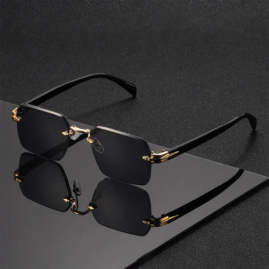 Ellison | Unisex Rimless Gold Bridge Sunglasses