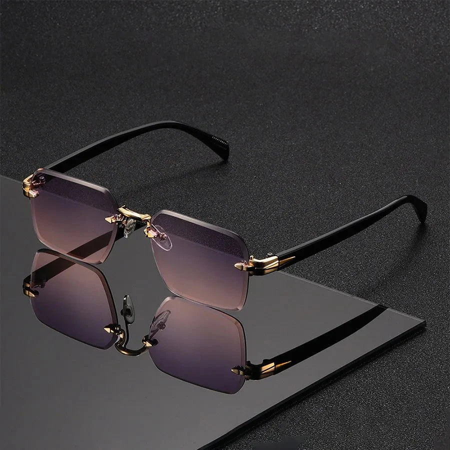Ellison | Unisex Rimless Gold Bridge Sunglasses