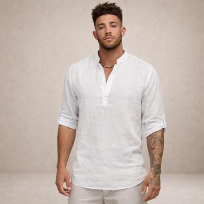 Benjamin | Men's Stand-Up Collar Linen Shirt