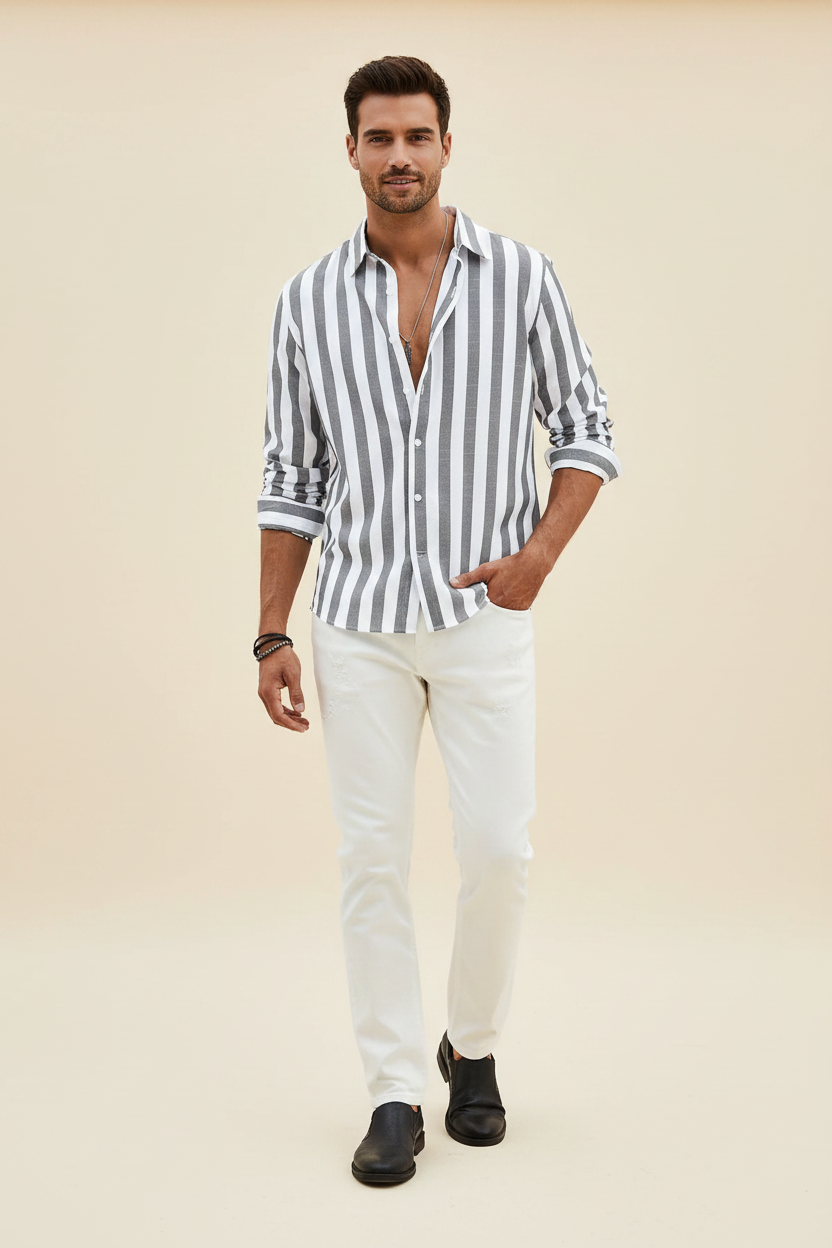 Grey Striped Shirt
