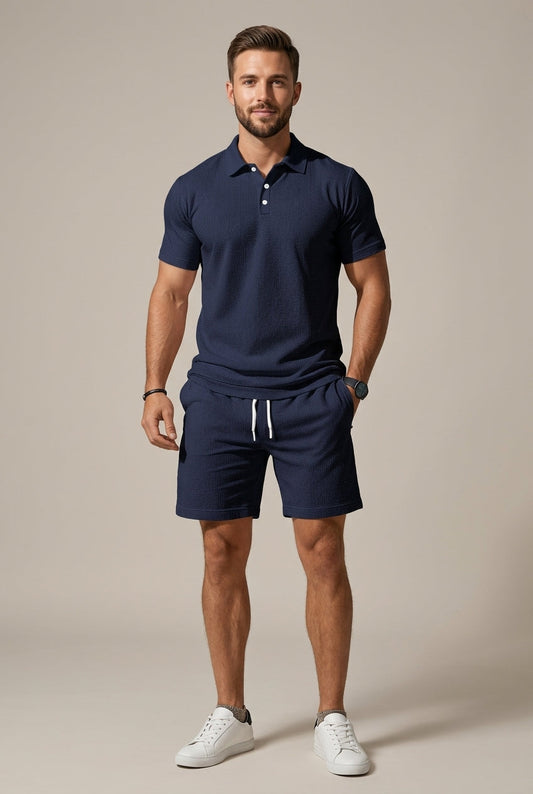 Thomas | Men's Textured Polo Two-Piece Set