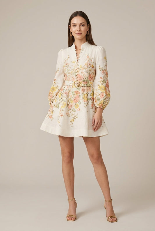 Florence | Women's Floral Puff Sleeve Mini Dress