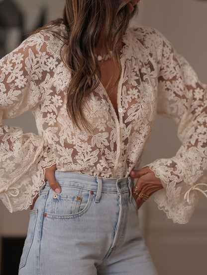 Eloise | Women's V-Neck Lace Blouse