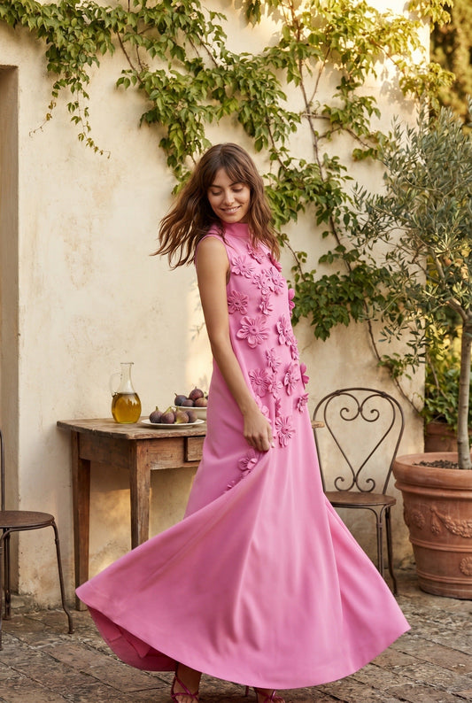 Eliza | Women's Floral Appliqué Maxi Dress