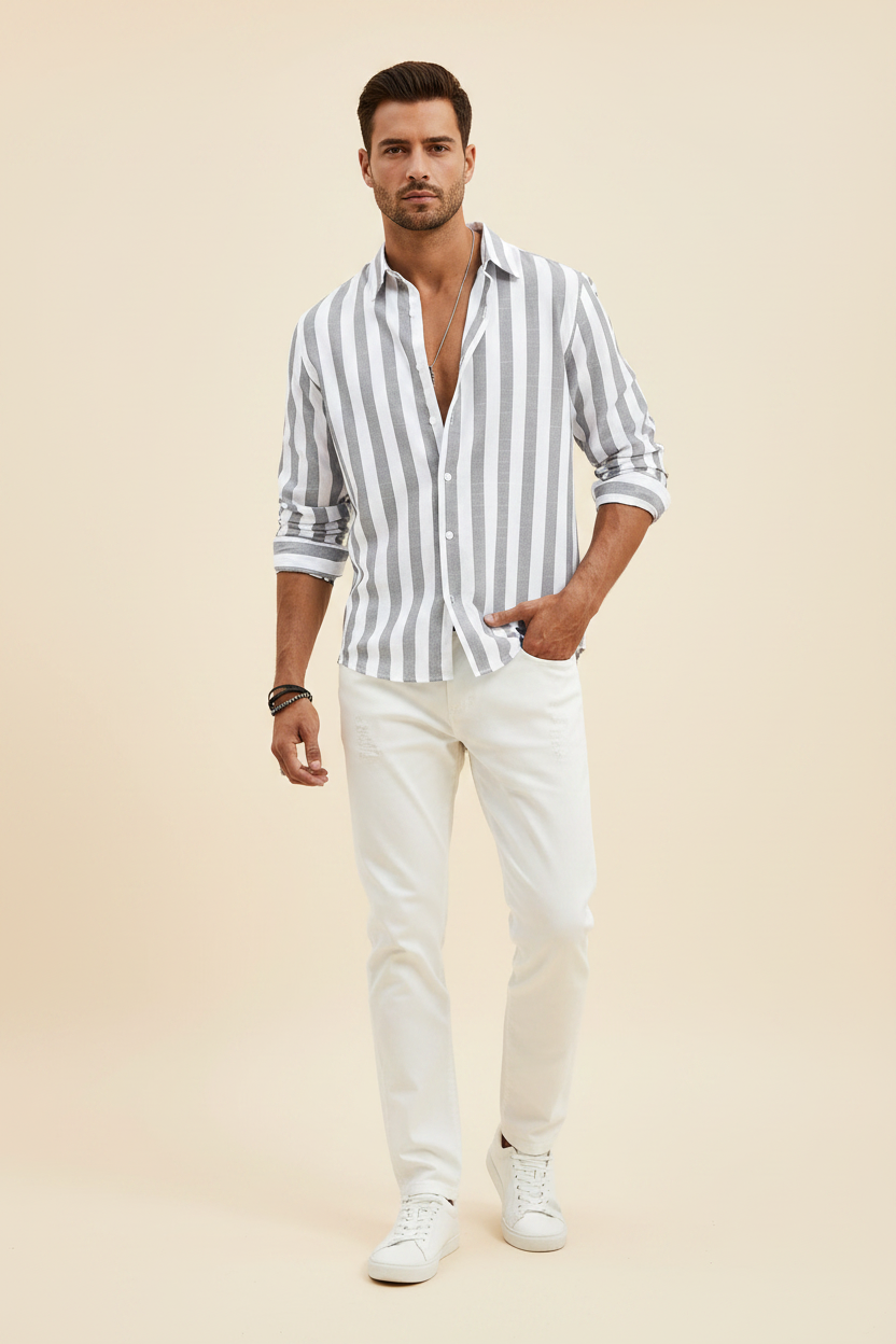Light Grey Striped Shirt